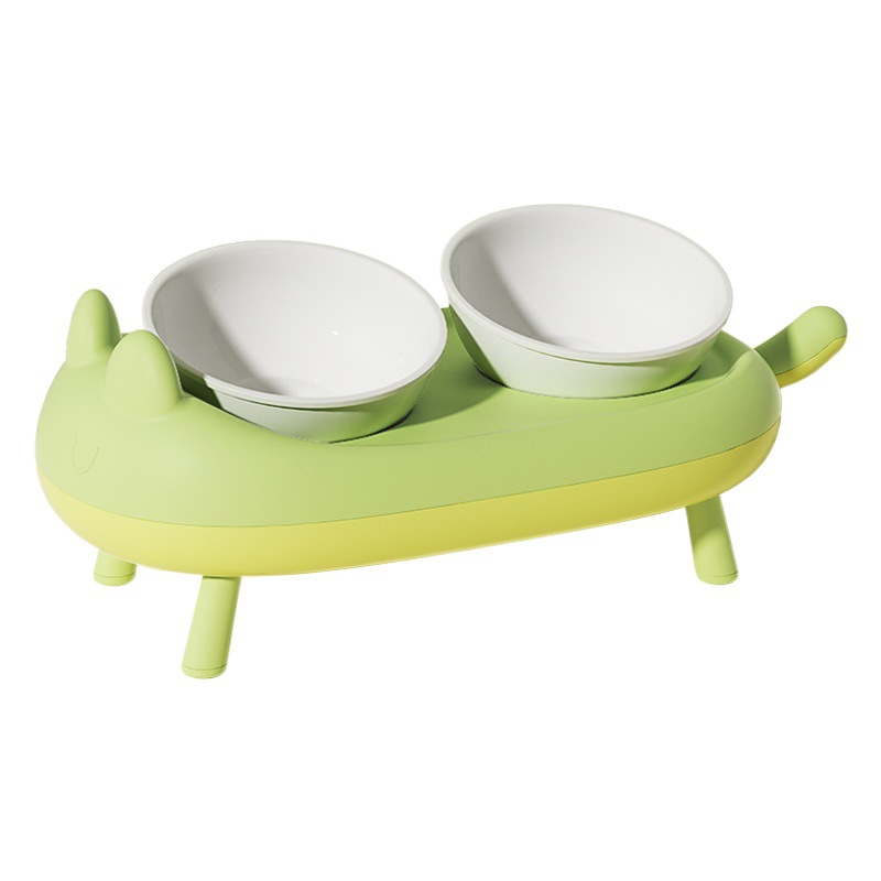 Gato Tazón de cerámica tazón de comida para gatos gato tazón de arroz cubilete oblicua protección de la boca columna cervical antidetonante doble tazón para perros tazón de comida para perros