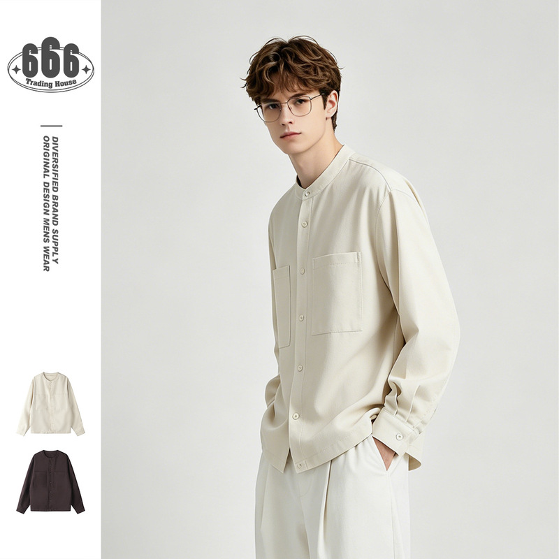 NEOISM Original Designer Fashion Brand New Chinese Style Retro Round Neck Shirt Men's Loose Shirt Jacket WT26602 NEOISM Original Designer Fashion Brand New Chinese Style Retro Round Neck Shirt Men's Loose Shirt Jacket WT26602