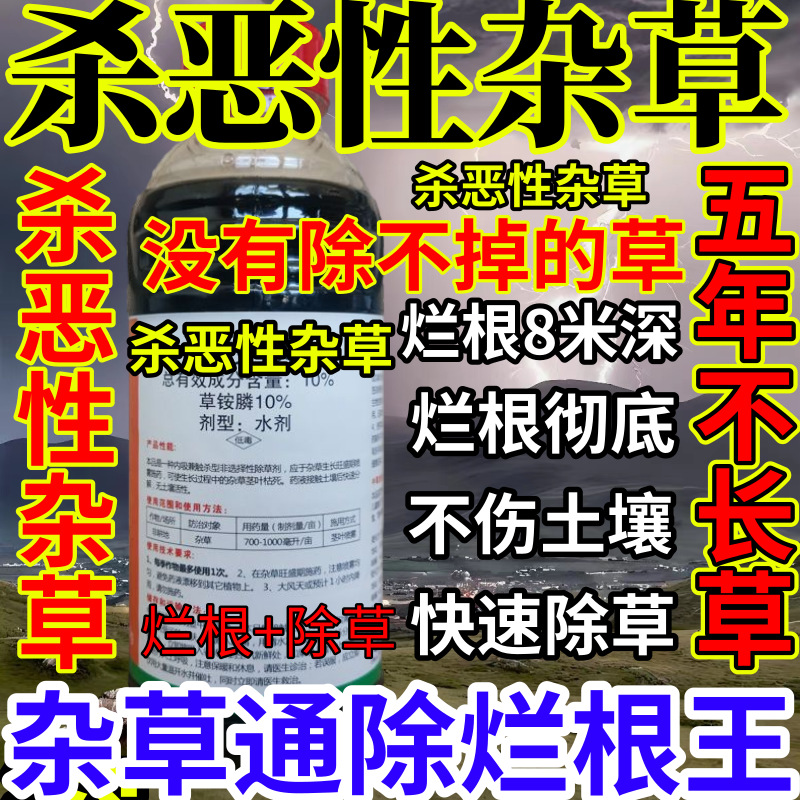 杀恶性杂草精草铵膦铵盐果园菜园烂根小飞蓬耕地强效除草剂烂根王