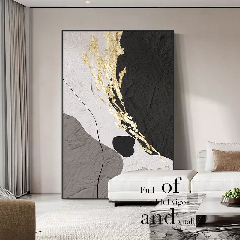 现代简约黑白抽象客厅装饰画高级感沙发背景墙挂画玄关大幅落地画|undefined