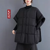Корейский chic осень-зима французский дизайн с круглым вырезом однобортный свободный дикий цвет без рукавов хлопчатобумажная куртка