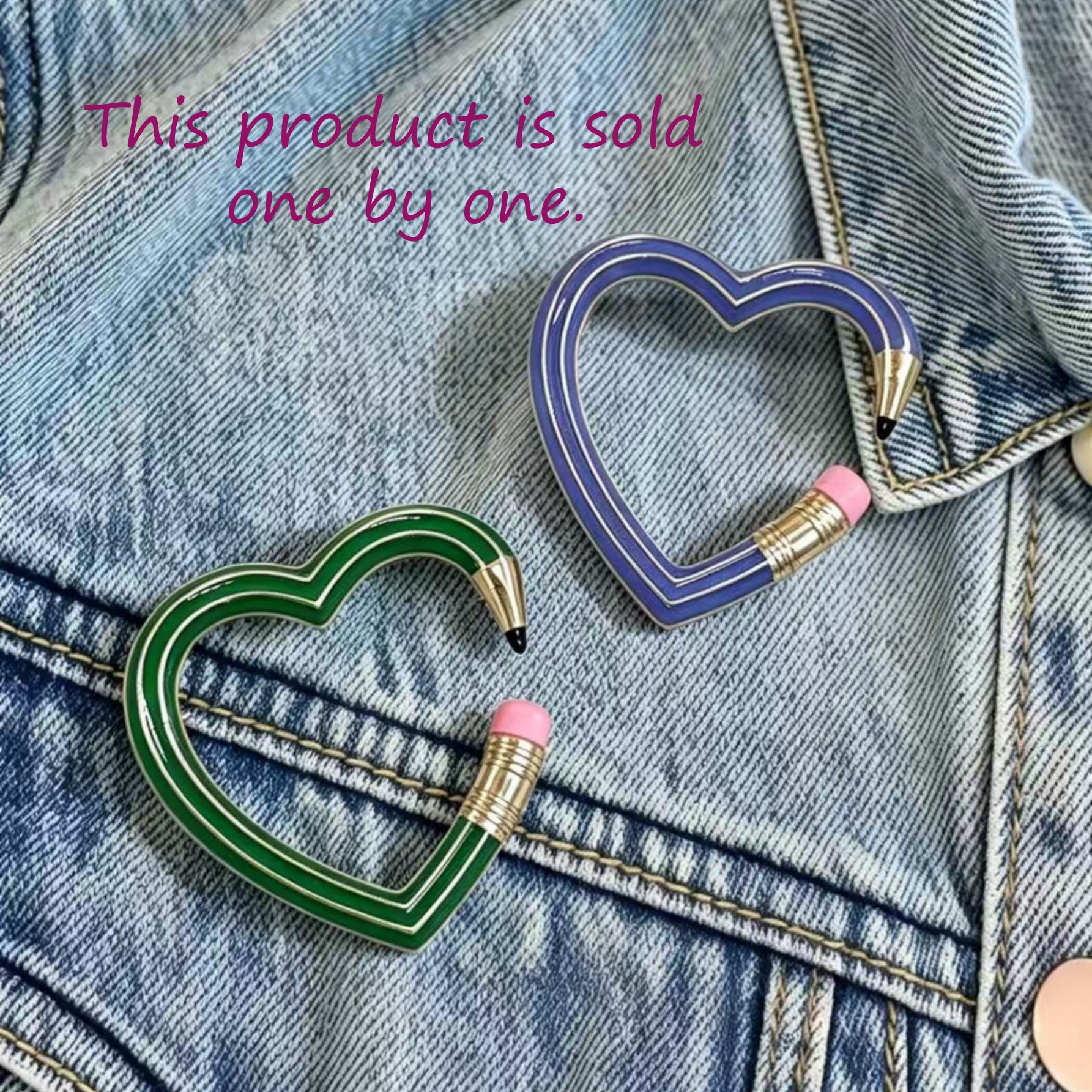 Cross-border best-selling creative heart-shaped pencil brooch, fun hollow-out enamel pin, niche cute item available for wholesale