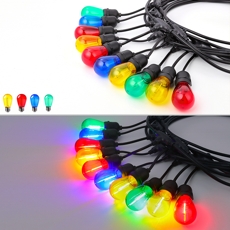 S14 PC pequeña bola boca de tornillo E26 luz de filamento led transfronteriza paisaje al aire libre luz de campamento cadena de bombillas fabricante envío gratis