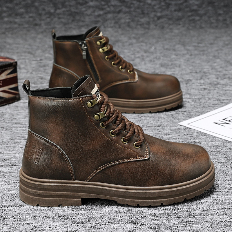Martin botas de invierno para hombres nuevos zapatos cálidos de hombre estilo británico botas de cuero retro para hombres con calzado de algodón de alta calidad