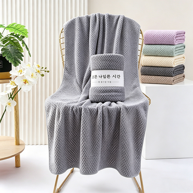Wholesale transfronterizo piña toalla de baño gran coral veludo espesar toalla de regalo toalla de baño pareja toalla de baño de secado rápido absorción