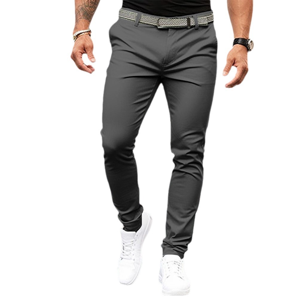 Europa y América estación independiente transfronteriza de los hombres de color sólido bolsillo apretado cremallera negocio casual slim fit pantalones pequeños