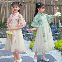 包邮汉服女童连衣裙夏装新款儿童洋气公主裙中大童女孩旗袍中国风