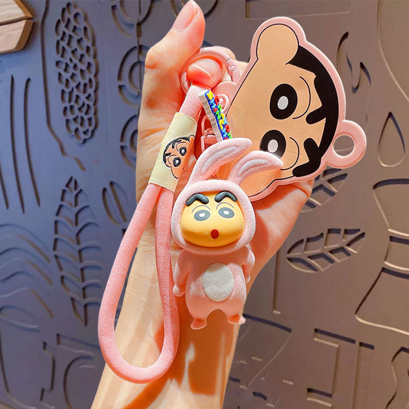 Crayon Shin-chan Animal Series Flocked Pendant-Pink Rabbit Shin-chan