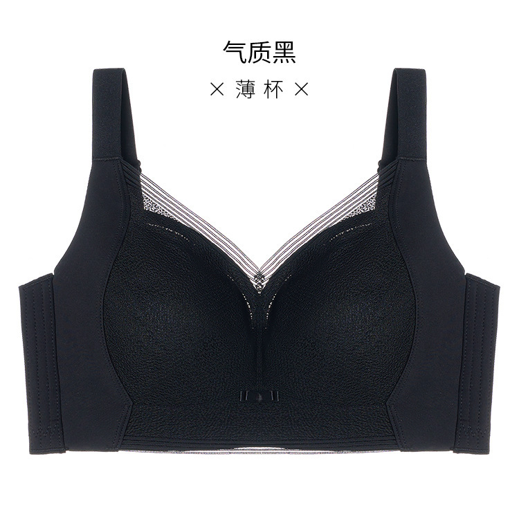 夏季大胸显小薄款透气内衣女大码防下垂无钢圈收副乳文胸光面无痕|undefined