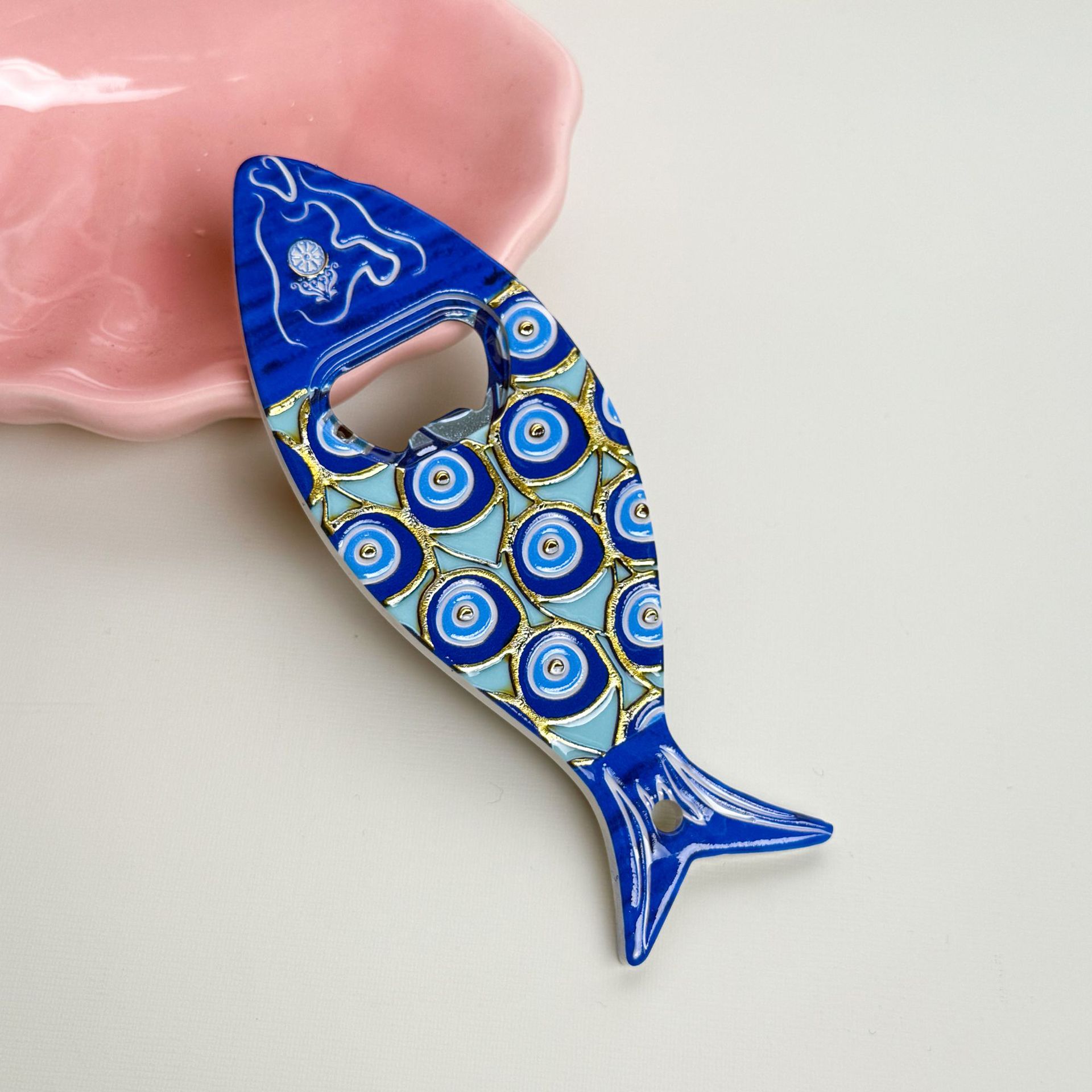 Nuevo pez transfronterizo abrebotellas pegatinas de refrigerador material melamina en relieve textura tecnología de estampado estereoscópico fuerte pegatinas de refrigerador