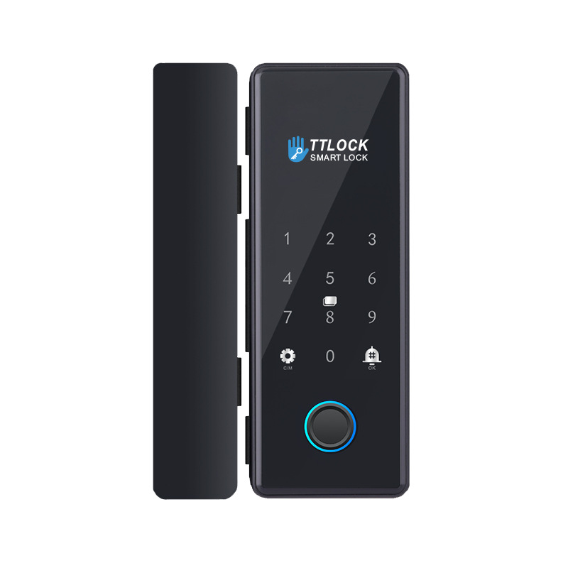 玻璃门指纹密码锁，通通APP玻璃办公室考勤门锁带指纹智能智能锁