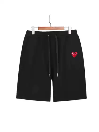 Japanese-Style Trendy Play Heart Embroidery Cotton Shorts Casual Pants Unisex Fashion Beach Shorts Red Heart Knee-Length Shorts