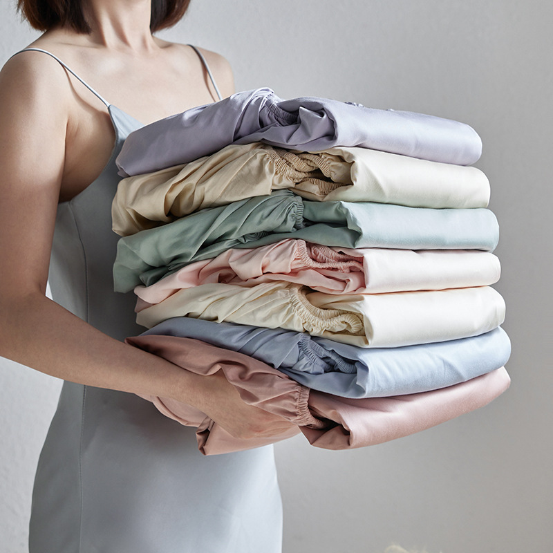 Class a Maternal and Infant Grade Hotel-Style High-Thread-Count Long-Staple Cotton Fitted Sheet, Single Piece, 100% Pure Cotton, Satin Duvet Cover for Single or Double Beds