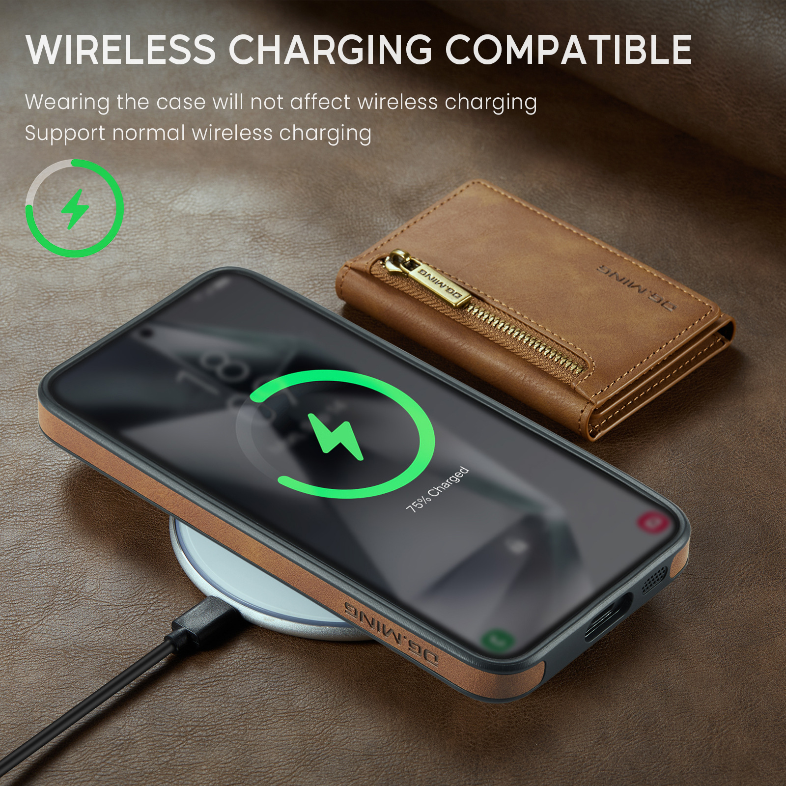 M5 für Samsung S24 magnetische kabellose Ladetelefonhülle S24 Plus Zwei-in-Eins-Anti-Diebstahl-Bürsten-Brieftaschen-Schutzhülle_voghion.com