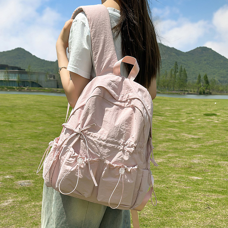 大容量书包女初中生可爱蝴蝶结高中大背包女学生高颜值学院双肩包