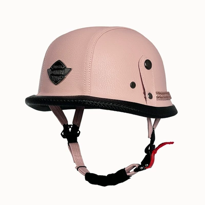 and Women's Adult Retro German Steel, Motosiklet kaskı (dəbilqə) - pink-flat-m