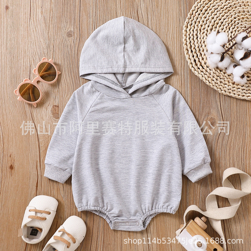 跨境婴幼儿中性男女婴童多色戴帽长袖时尚三角哈衣AL090a|undefined