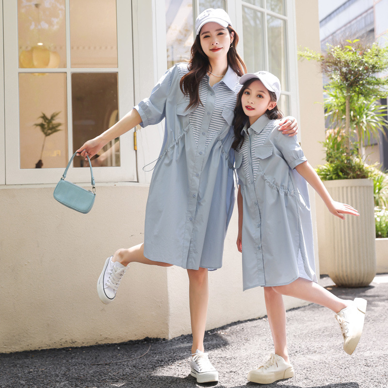 2705 different parent-child summer clothes new fashion western style fake two-piece dress outing Tiktok