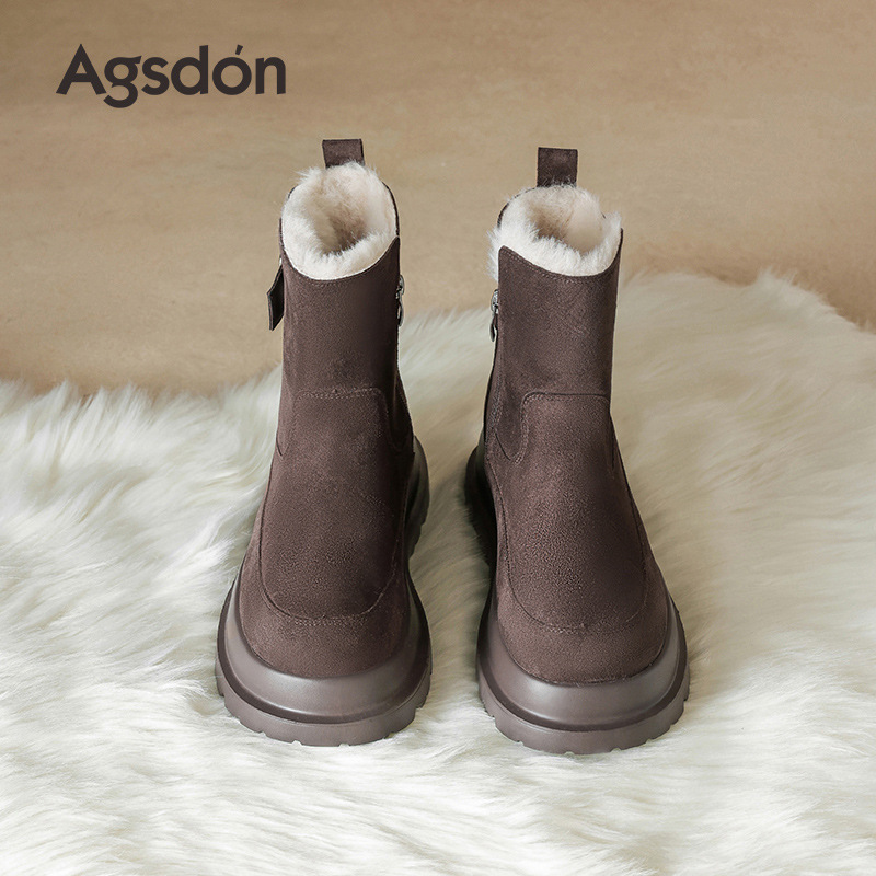 Botas de nieve de fondo grueso para mujeres 2025 nuevas botas de invierno de camisa Martin botas de algodón de manga corta botas retro