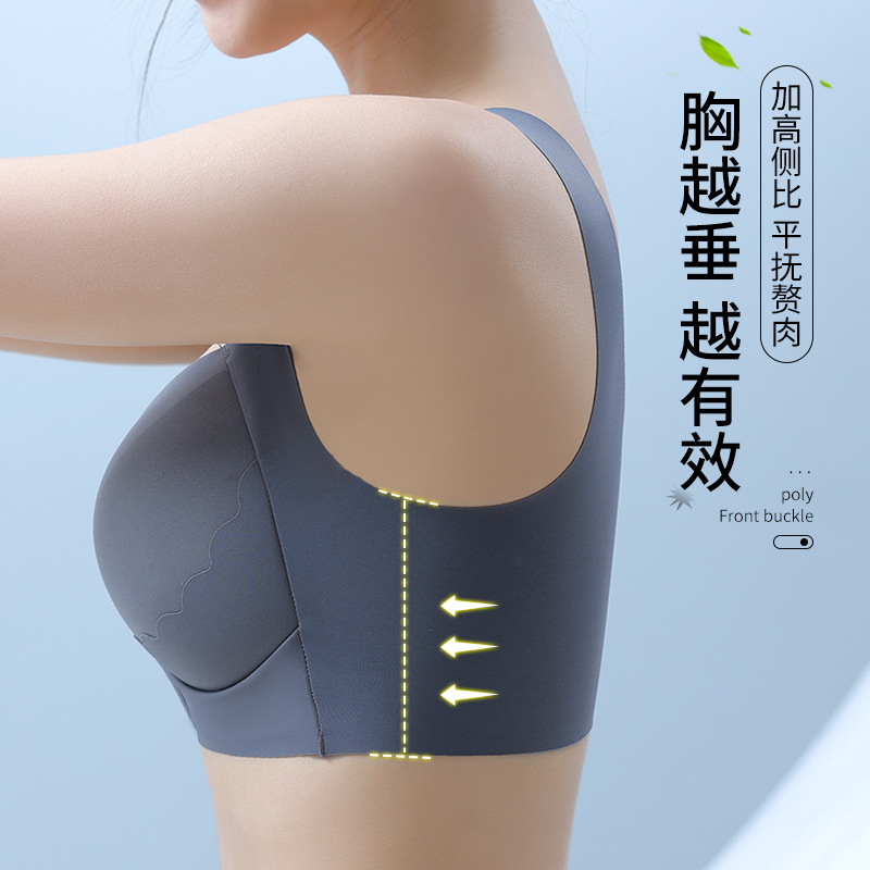 Ropa interior de hebilla frontal sin costuras de Estilo Chaleco transfronterizo de talla grande empuja hacia arriba la belleza hacia atrás Conjuntos de talla grande europeos y americanos de sujetador deportivo para mujer