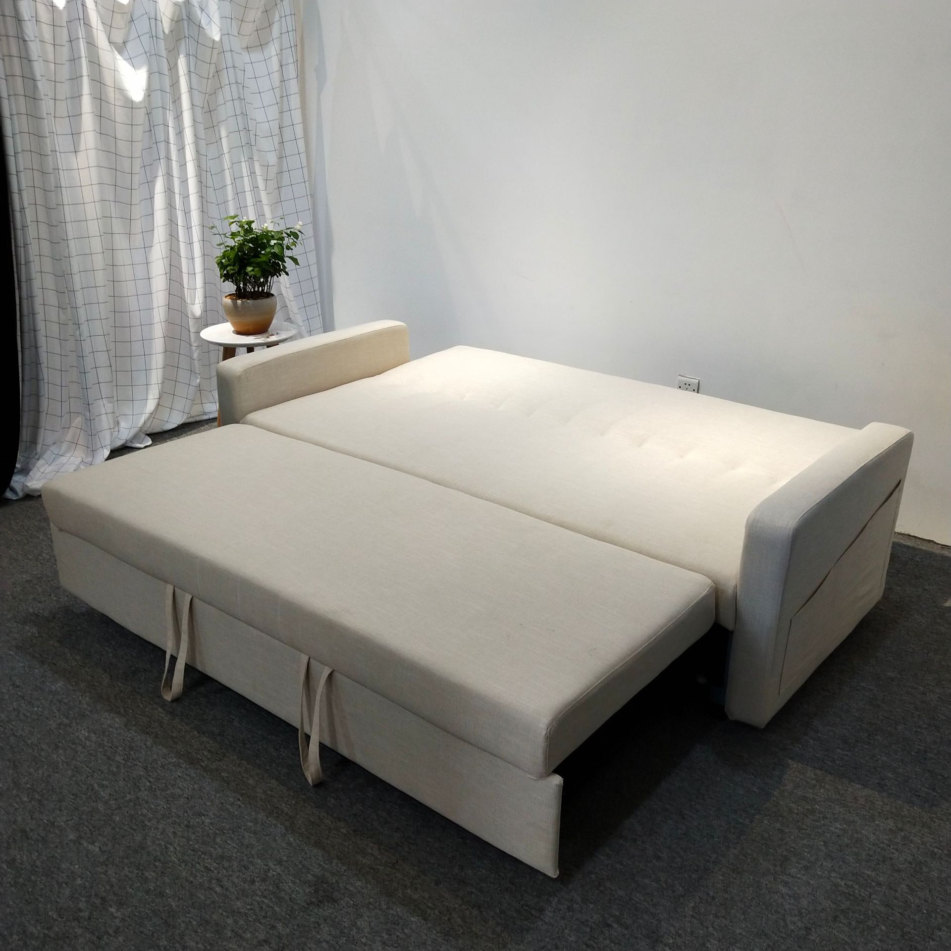 Sofá plegable multifuncional push-and - pull doble uso 1.5m doble triple casa pequeña tela de látex sofá cama de almuerzo
