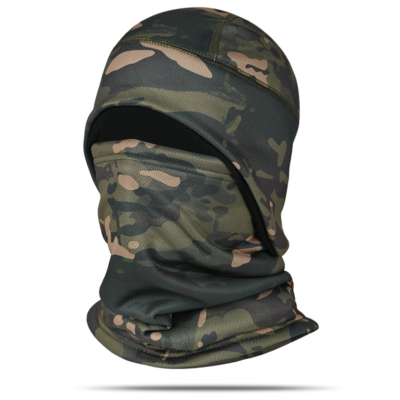 Sombrero cálido de invierno orejeras forradas de lana a prueba de frío Camuflaje a prueba de viento bufanda de esquí táctica engrosada máscara de equitación