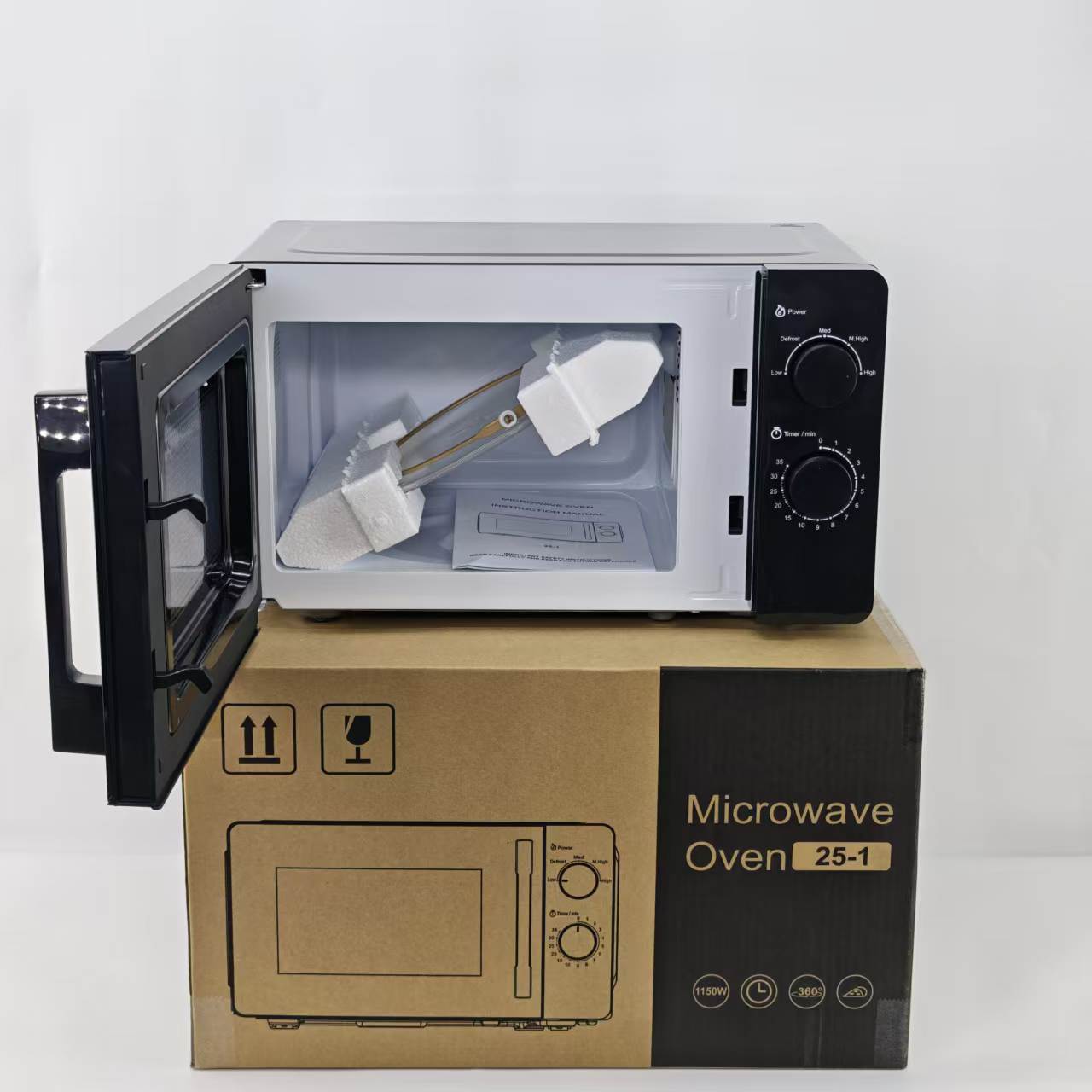 Cross-Border 25L Microwave Oven Commercial and Household Multifunctional Microwave Oven Turntable Type Mechanical Knob Export