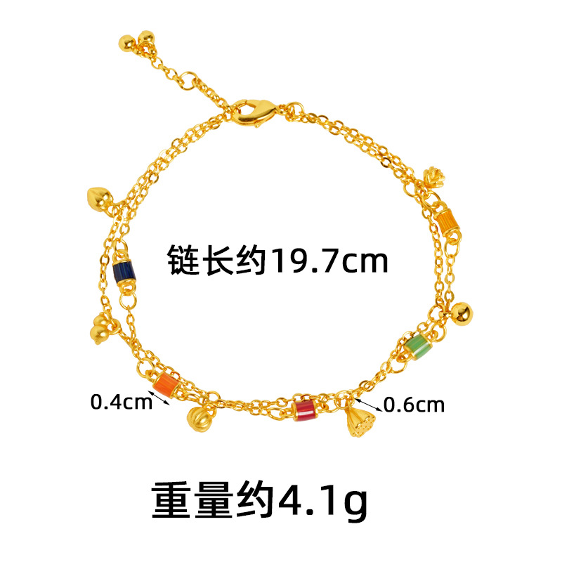 Gufasha oro retro color esmalte artesanía pulsera de lótus, diseño de tendencia nacional, joyería al por mayor