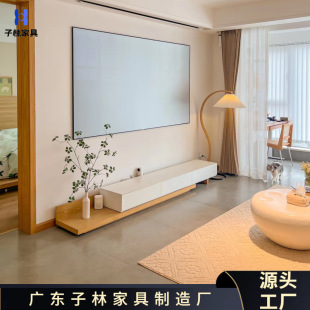 Telescopic TV Cabinet Coffee Table Combination Modern Light Luxury Small Apartment Living Room Home TV Cabinet Full Simple Pure Solid Wood