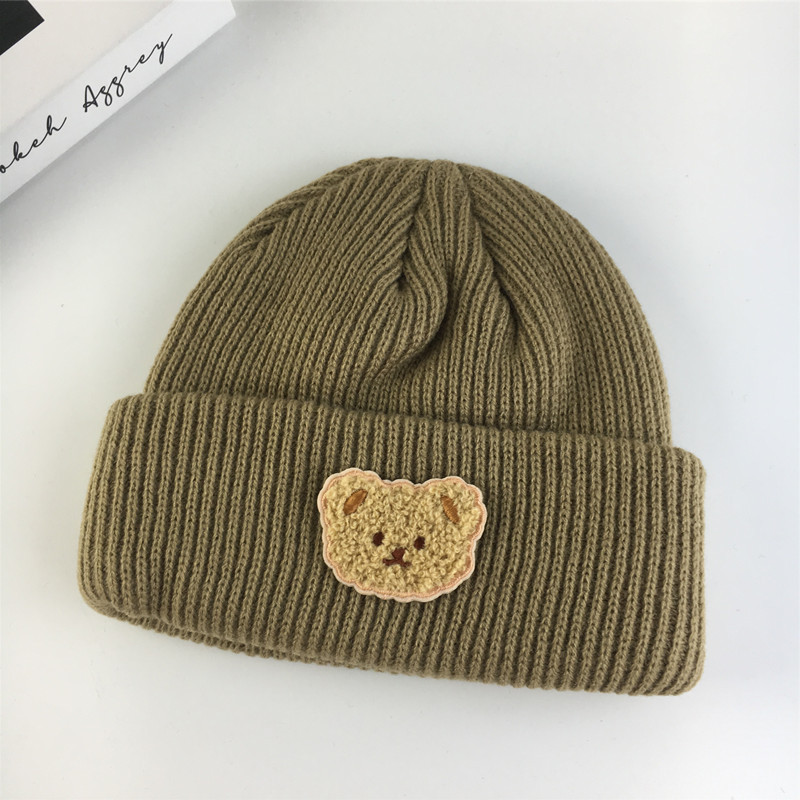 Unisex schattige beer stok doek paar wollen muts vrouwelijke herfst winter hoofddoek warme trui muts gebreide muts_voghion.com