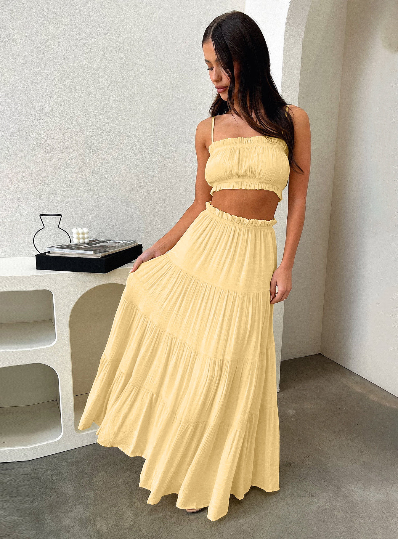 Summer Spring Streetwear Solid Color Cotton Maxi Long Dress Skirts display picture 16