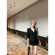 昕可达 麻辣女教师海妖风衬衫包臀半裙修身v领性感小短裙套装