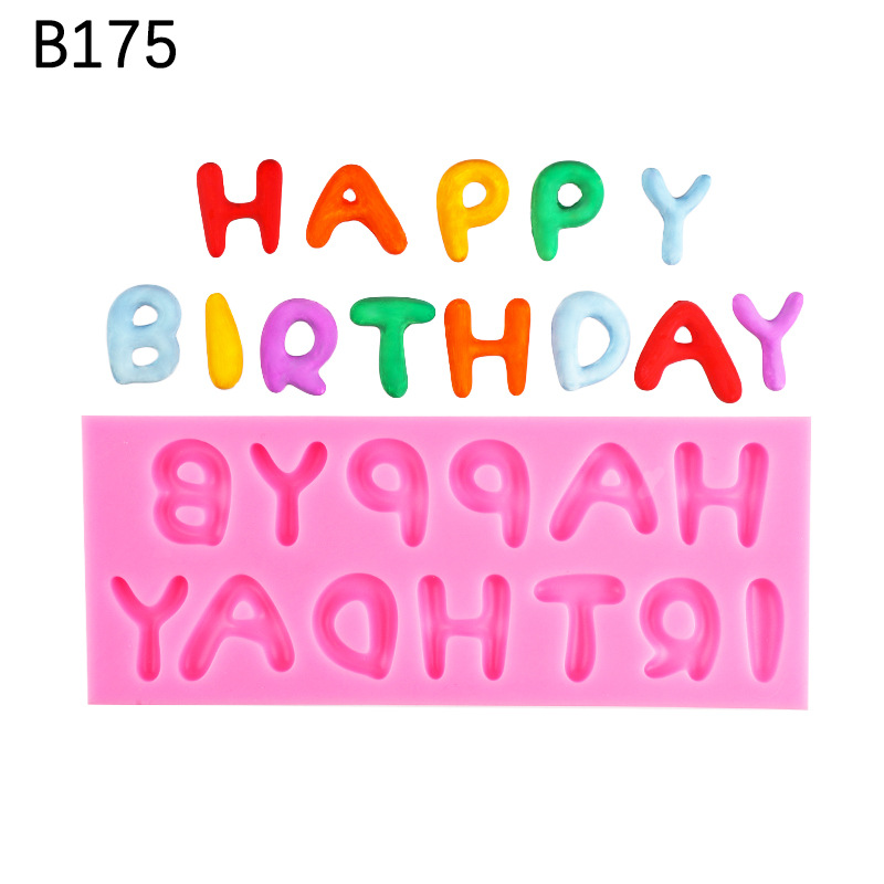 Chocolate molde digital herramientas para hornear pastel Feliz cumpleaños carta fondant molde de silicona