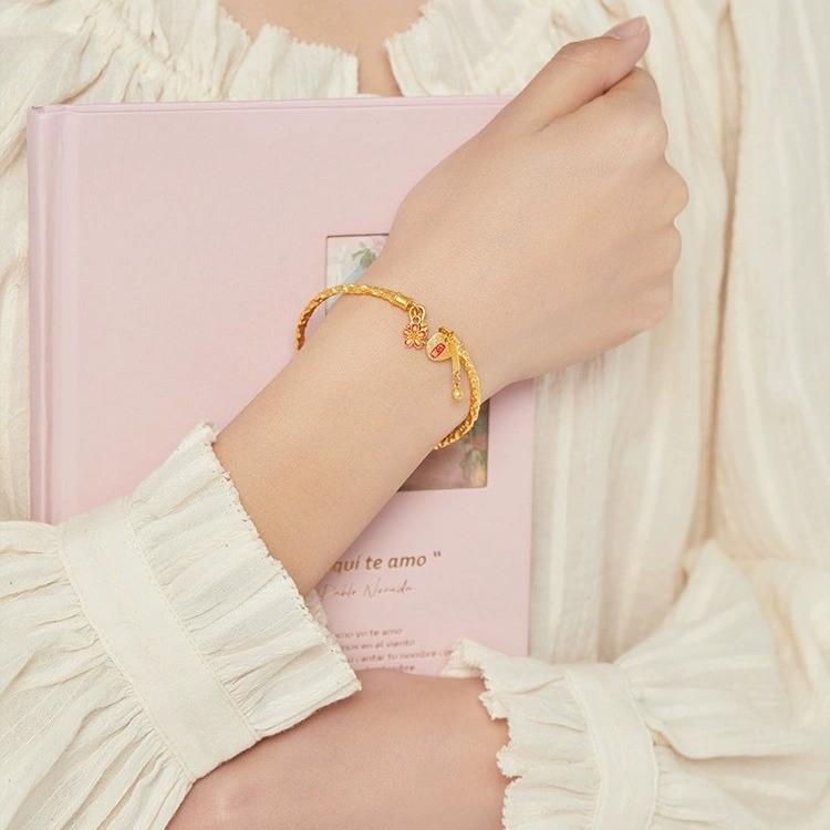 Pulsera de nafu con martillo Shajin de Vietnam, estilo chino, estilo antiguo, hecha a mano, pulsera de oro con martillo, pulsera de apertura vintage_voghion.com