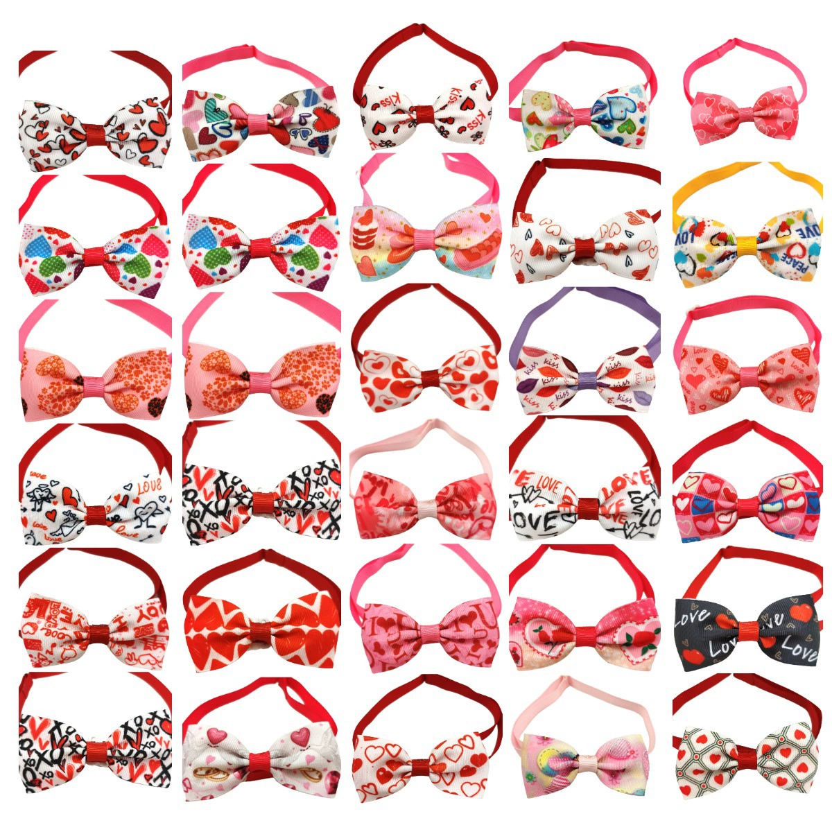 Галстук-бабочка на День Святого Валентина, серия Сердце, подходит для Тедди Бикси Йоркшир, голова цветка, голова питомца, заколка для волос