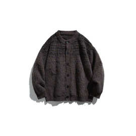 秋季复古新款针织开衫毛衣潮流百搭慵懒宽松圆领针织衫