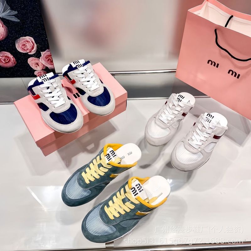 mi*mi*拼色软底德训鞋女2025新款时尚百搭平底半拖复古休闲阿甘鞋|undefined