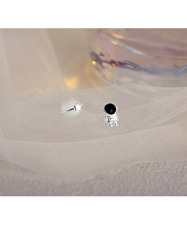 Plating, Inlay Design Simple Style Style 1 Pair Simple Style Astronaut Plating Inlay Copper Opal Ear Studs