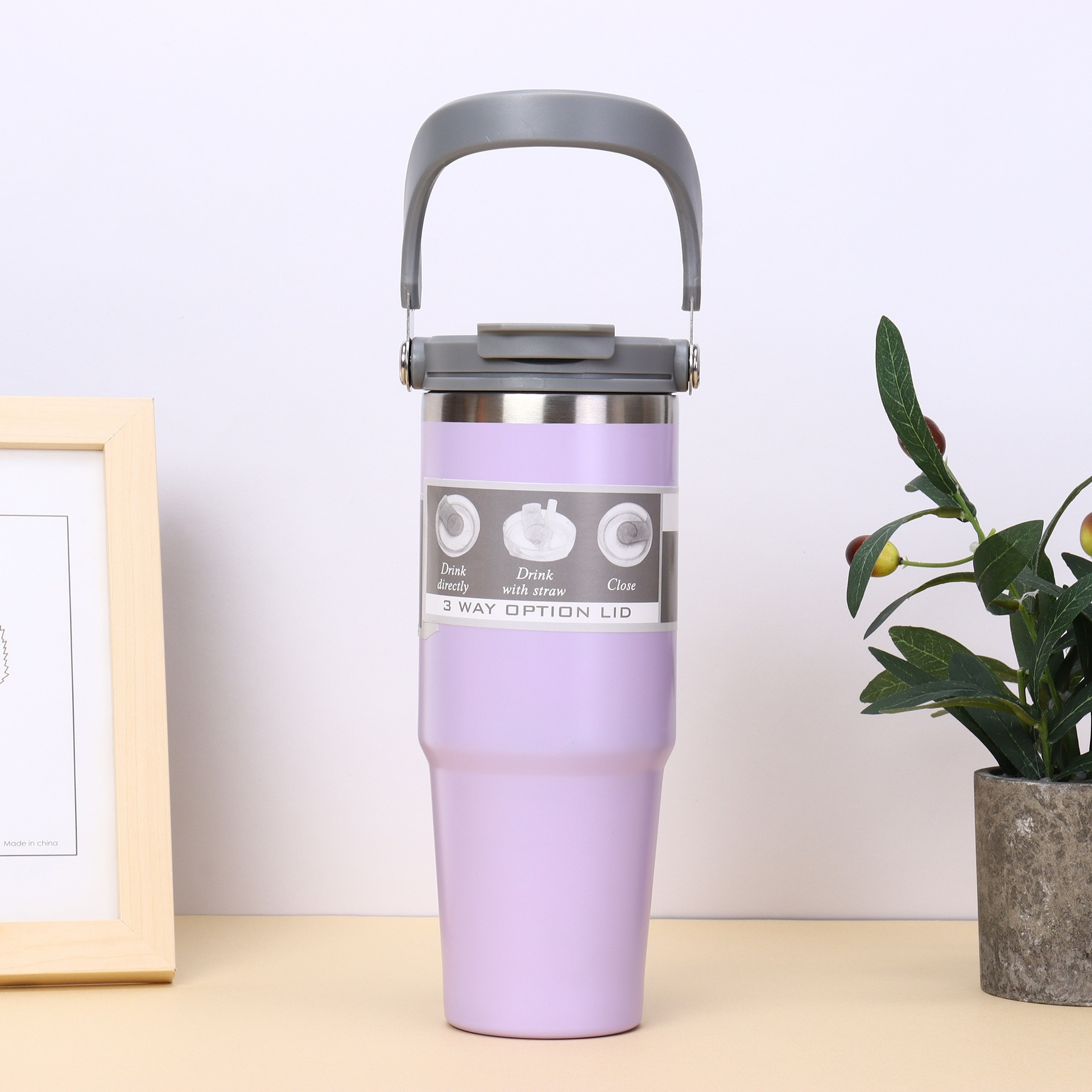 Explosión transfronteriza gradiente 30oz taza de automóvil portátil de gran capacidad con paja 304 taza de aislamiento al vacío de acero inoxidable