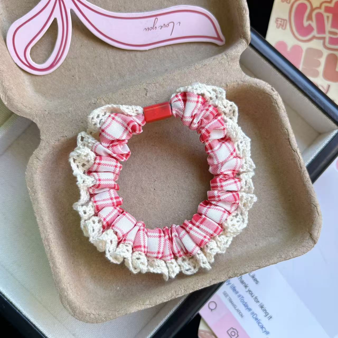 Niños jeans encaje anillo de cabello de cabello de encaje niñas alta cola de cabello de alta elasticidad cuerda de cabello de goma cabeza adornos para el cabello