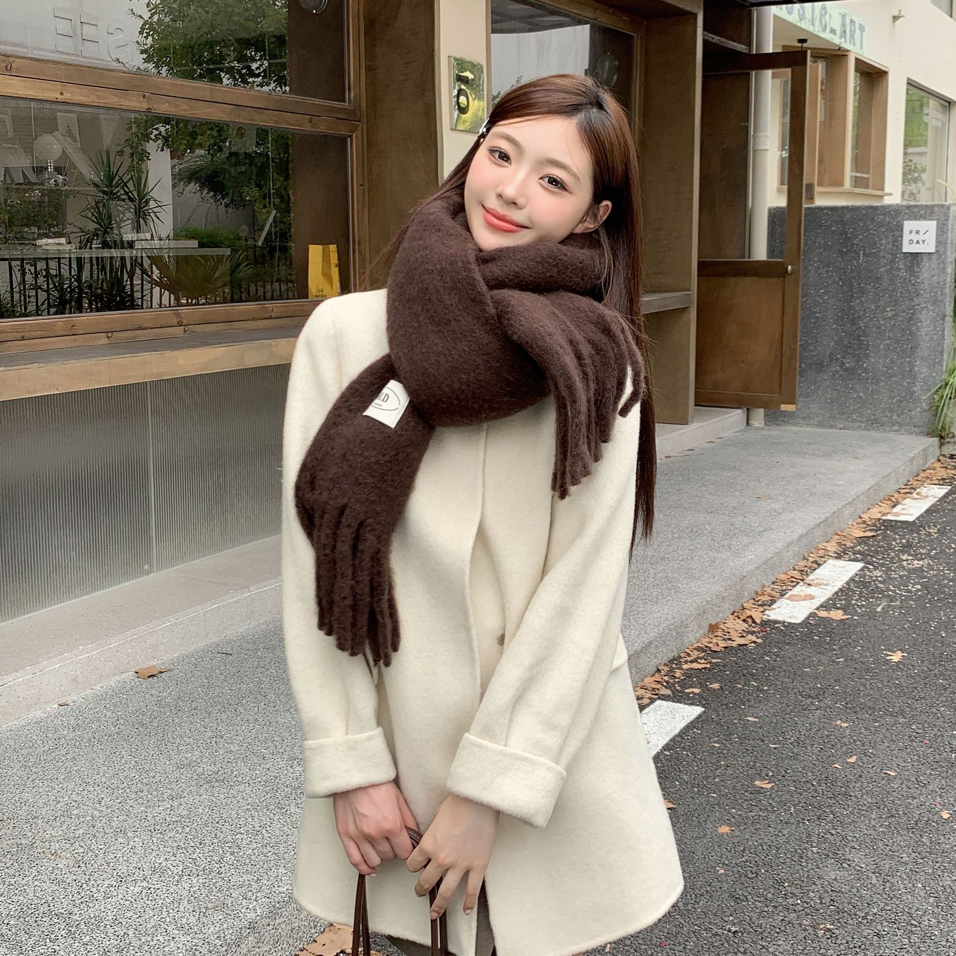 2024 nuevo bufandas de color sólido para mujeres dopamina japonesa versátil pareja de estudiantes collares de invierno grueso mantel cálido