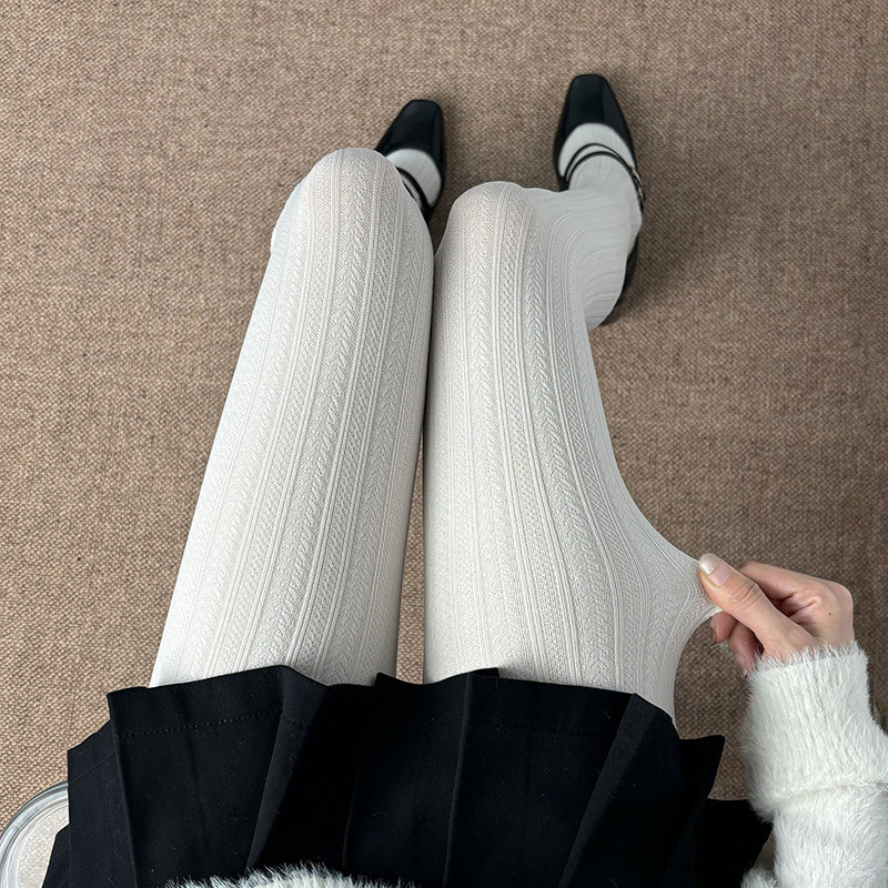 Japanese-Style Jk Off-White Velvet Pantyhose That Enhances Leg Shape, Spring and Autumn Long Stockings, Bare-Leg Effect Leggings for Women