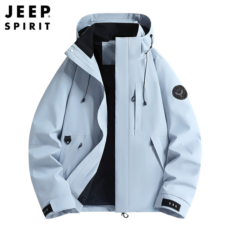 Jeepspirit Spring & Fall Men's 2025 Waterproof and Anti-Fouling Stand-Up Collar Jacket Breathable Casual Youth Loose Windbreaker 2588