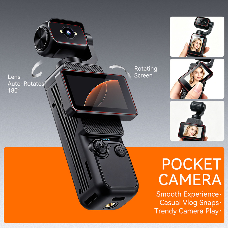 New cross-border handheld gimbal camera with long battery life, rotatable lens and screen, ultra-light portable pocket camera New cross-border handheld gimbal camera with long battery life, rotatable lens and screen, ultra-light portable pocket camera