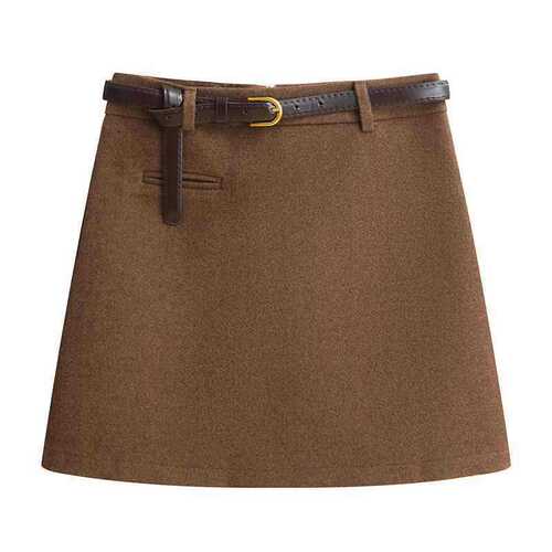 Women's Autumn/Winter New Knee-Length Woolen Semi-Body Skirt with High-Waist and Full-Buttock Design, Thick and Small-Size-Friendly