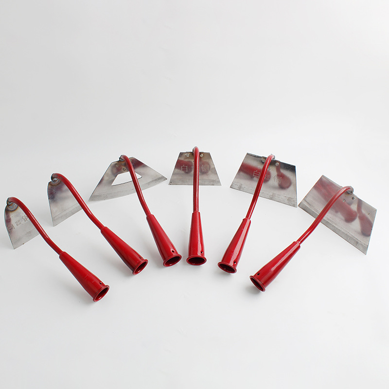 荣鑫五金农用工具铁库红柄小锄头可加木柄家用空心锄方锄头除草锄