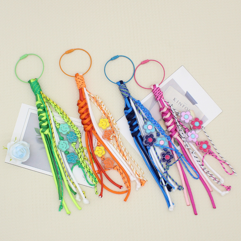 New Colorful Dopamine Polyester Rope Hand-Woven Keychain Bag Pendant Jewelry Accessories Xiaohongshu