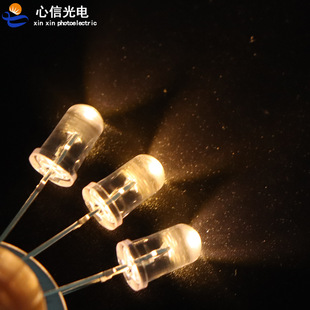 Factory F5 Round Head Transparent Warm White Light Plug-In Led Lamp Beads 5mm Light-Emitting Diode Digital Toy Accessories Wholesale