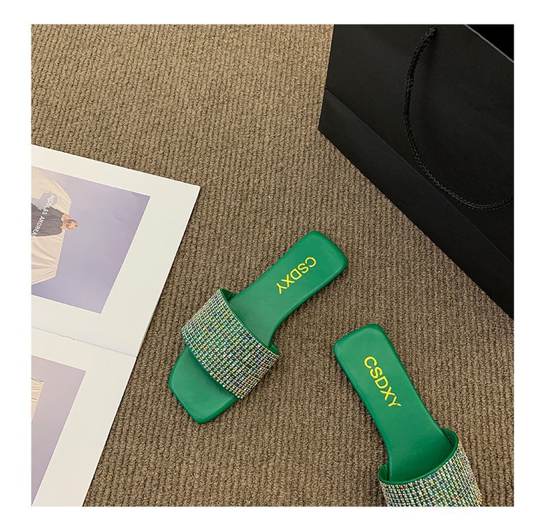 Water Diamond for Women's Outwear 2024 Summer New Fashion, Casual, Comfortable French Small Fragrant Cool Slippers_voghion.com