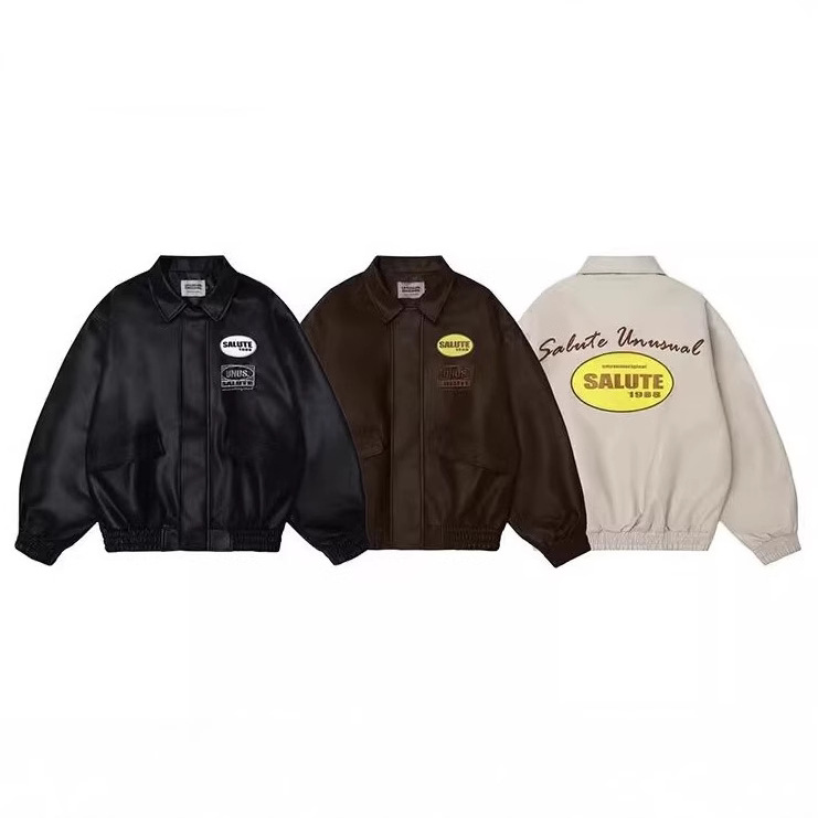 Chaqueta de cuero American Maillard para hombres y mujeres Chaqueta de piloto de primavera y otoño Uniforme de béisbol suelto retro de estilo neutro
